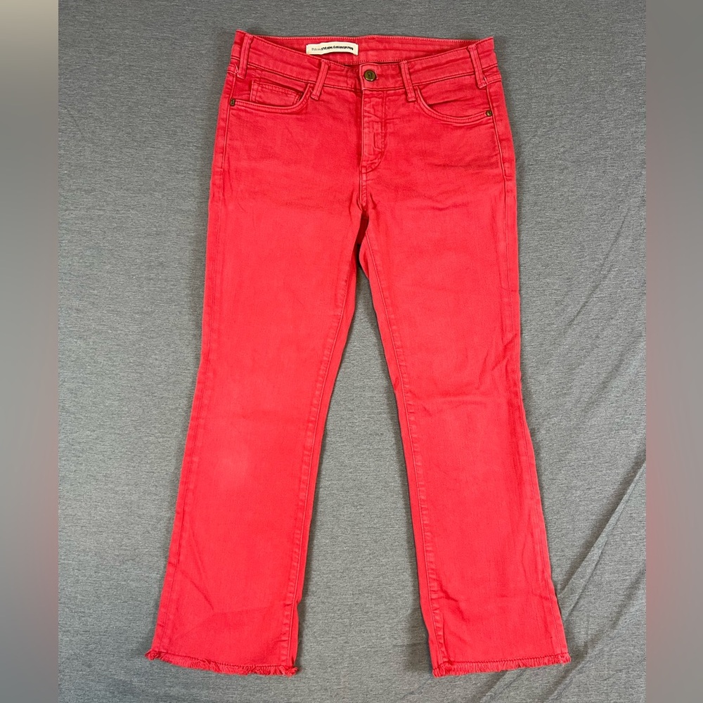 Pilcro Red Straight Leg Jeans Vibrant Stretch Denim